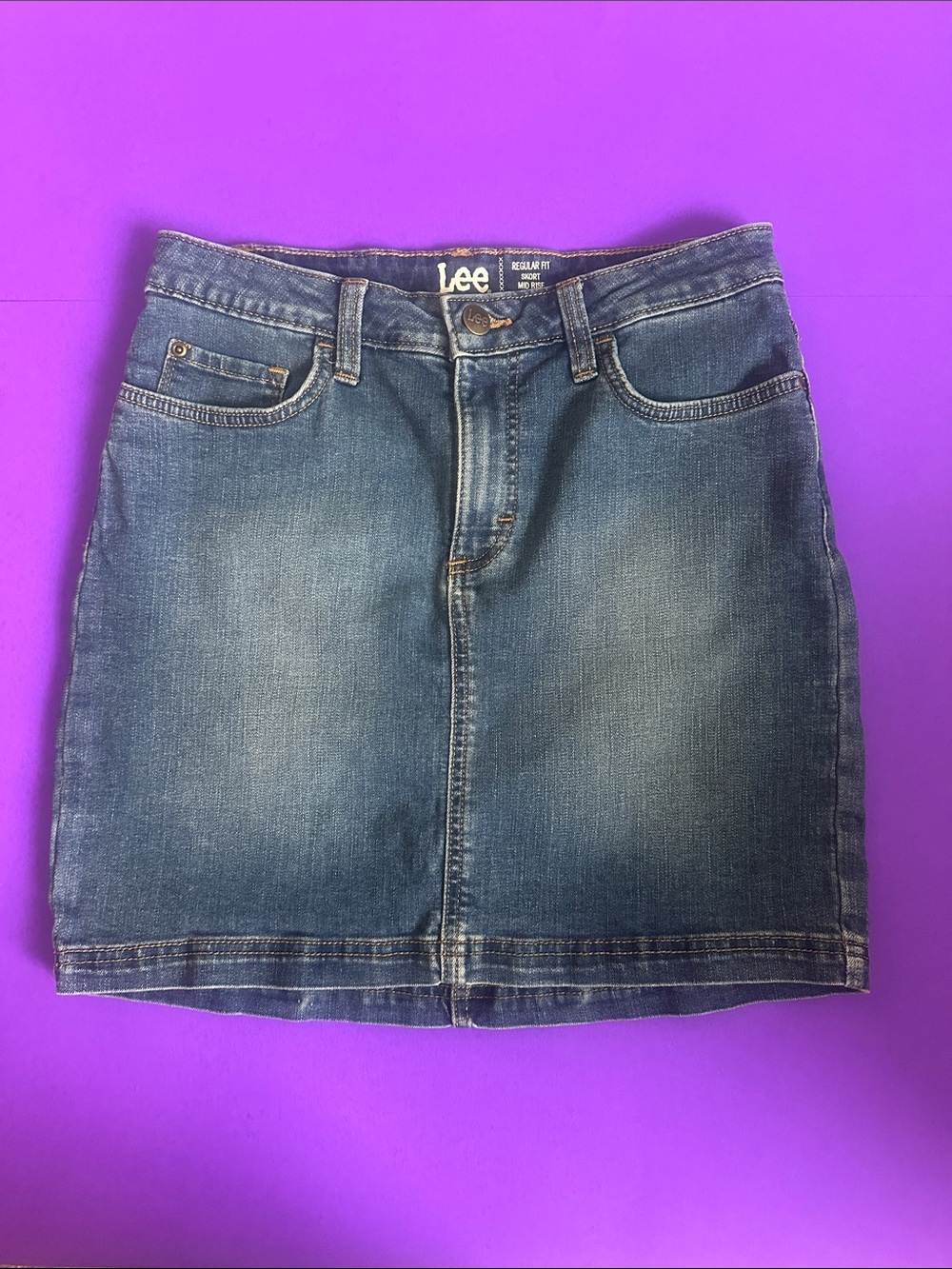 Lee Denim Mini Skirt in Faded Blue